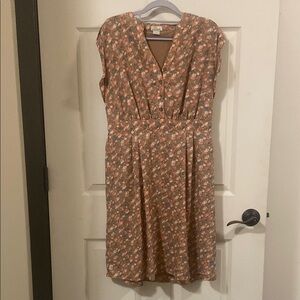 Tan Sleeveless Wrap Midi Dress for Casual Occasions
